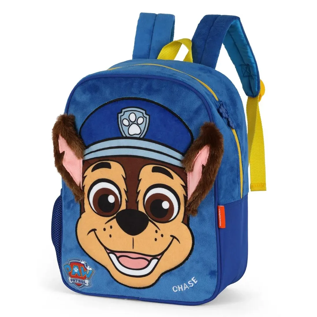 Mochila infantil Luxcel Patrulha Canina Chase vista frontal com alças acolchoadas